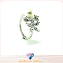 El mejor regalo para la novia Venta al por mayor 925 joyería de plata de las mujeres blancas anillo de perlas R10446